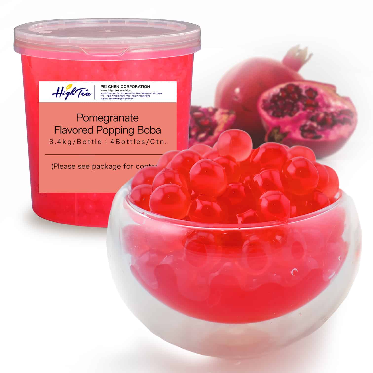 Pomegranate Fruit Popping Boba Balls (3.4Kg / Barrel) 伂橙股份有限公司