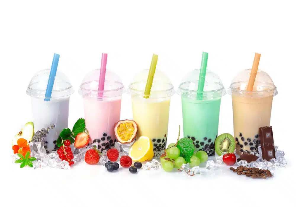 Image of different flavors of boba drinks