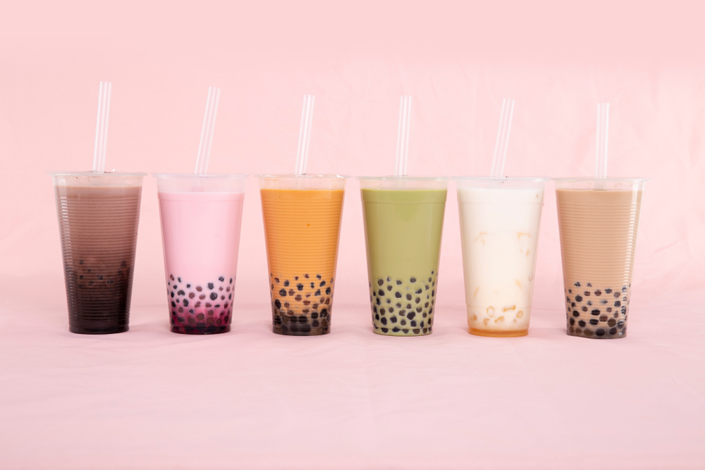  Image of different boba tea flavors.