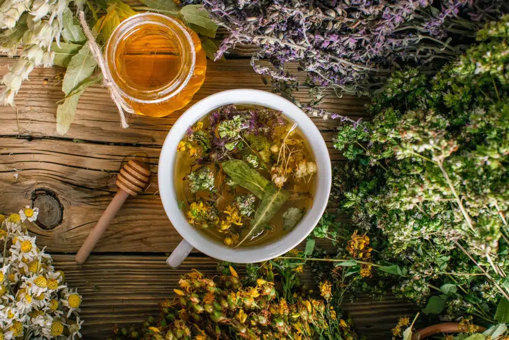 Image of loose leave tea in a mug
